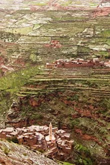 Berbers: Terraced hillsides with berber houses near Ait