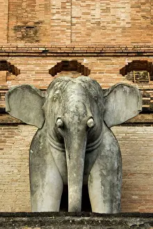 Luang: Thailand - Stone sculpture of an elephant in the