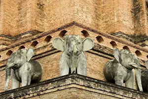 Luang: Thailand - Stone sculptures of elephants in the