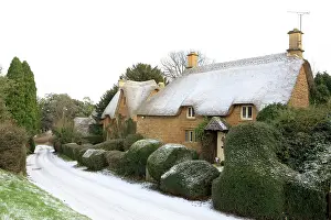 Cottages: Thatched Cottages - covered in light snow