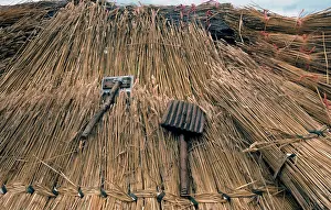 Thatch: Thatcher's tools - with straw thatching
