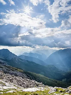 Dolomite: Thunderstorm clouds over Val Rendena. The Brenta