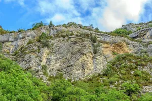 Folds: Tortured folds in the limestone of the Gorges of