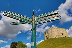 Signs: Tourist information signpost and Clifford's Tower