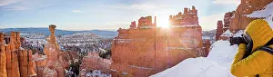 Thors: Tourist taking pictures, rock formation Thors Hammer