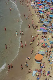Tourists: Tourists at the Playa Mal Pas, Benidorm, Province