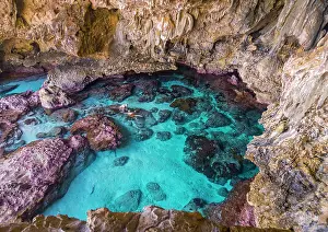 Snorkel: Tourists snorkeling in the Avaiki rock tide pools