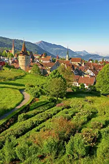 Rigi: Town view with Capuchin tower and church, old town