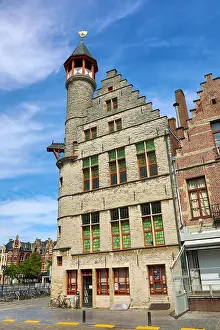 Gent: Traditional architecture of buildings on the Vrijdagmarkt