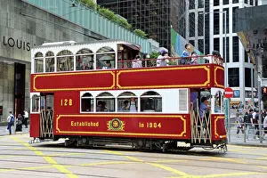 Tram: Traditional Hong Kong tram in Central, Hong Kong, China