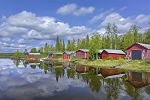 Typical: Traditional red wooden boat houses