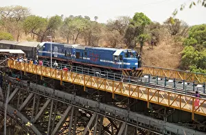 Trains: Train passing over bridge