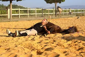 Obedience: Training exercise of a Horse by a young rider