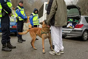 Motor: Training in search of drugs in a train SNCF - France