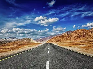 Jammu: Travel forward journey concept, road in mountains
