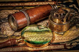 Metal: Travel geography navigation concept background, o