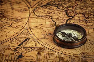 Metal: Travel geography navigation concept background, o