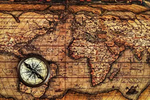 Metal: Travel geography navigation concept background, o