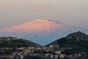 Sicily: Troina in front of Etna volcano, Etna, Sicily, Italy