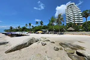 Vacations: Tropical palm tree beach at Hua Hin, Thailand
