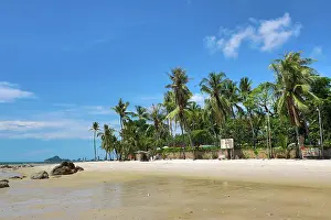 Vacations: Tropical palm tree beach at Hua Hin, Thailand
