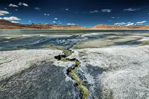 Jammu: Tso Kar, fluctuating salt lake in Himalayas. Rapshu