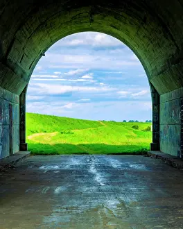 Tunnel: Tunnel and a view of the meadows. The tunnel under