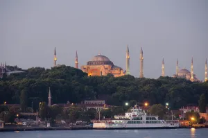Ferry: Turkey, Istanbul. Istanbul city skyline