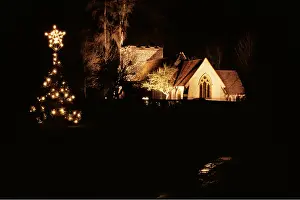 Churches: Turville Church at Christmas at night