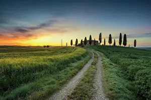 Farmstead: Tuscany landscape with cypresses and farmstead at
