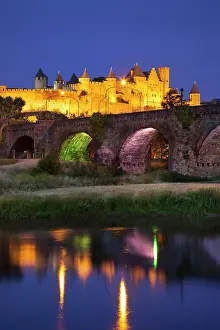 Fortified: Twilight over Carcassonne and river Aude