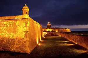 Turret: Twilight at historic El Morro Fort in old