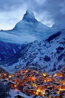 Matterhorn: Twilight over the Matterhorn and village
