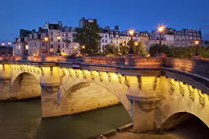 Paris: Twilight over Pont Neuf, River Seine, and