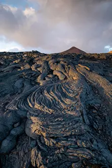 Hierro: Typical volcanic landscape at La Restinga at sunset