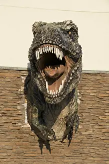 Replica: Tyrannosaurus Escaping Grocery Store