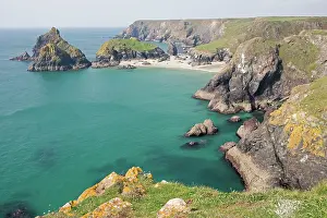 Kynance: UK - Kynance Cove viewed from cliffs. The Lizard Cornwall