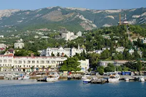 Seaport: Ukraine, Yalta. Black Sea view of the port