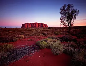 Ayers: Uluru (Ayers Rock).at sunset. Uluru-Kata Tjuta