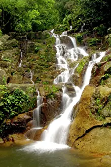 Tioman: An upper part of Mukut Waterfalls, surrounded by