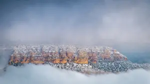 O Brien: USA, Arizona, Grand Canyon. Panoramic of foggy sky