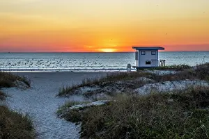 Port: USA, Florida, Port Canaveral. Sunrise over the Atlantic
