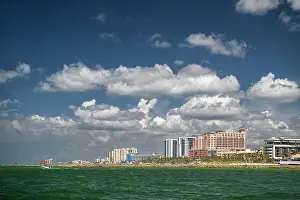 Waterway: USA, Florida, St. Petersburg. Hotels lining the intercoastal