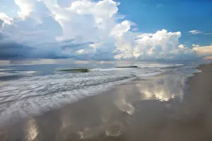 Storm: USA, Georgia, Tybee Island. Sunrise with clouds