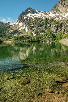 Idaho: USA, Idaho, Sawtooth Wilderness. Mountain reflects