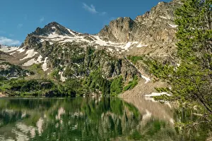 Idaho: USA, Idaho, Sawtooth Wilderness. Mountain reflects