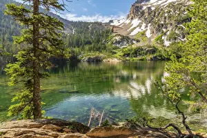 Idaho: USA, Idaho, Sawtooth Wilderness. Mountain reflects