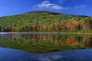 Maine: USA, Maine. Colorful foliage reflected in South