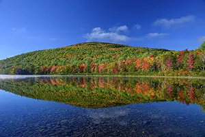 Maine: USA, Maine. Colorful foliage reflected in South