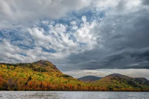 Maine: USA, Maine. Fall foliage and view of lake, Baxter State Park